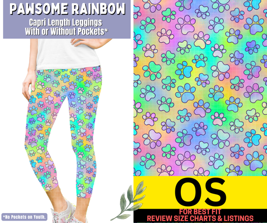 Pawsome Rainbow Capri Length Leggings w/ Pockets