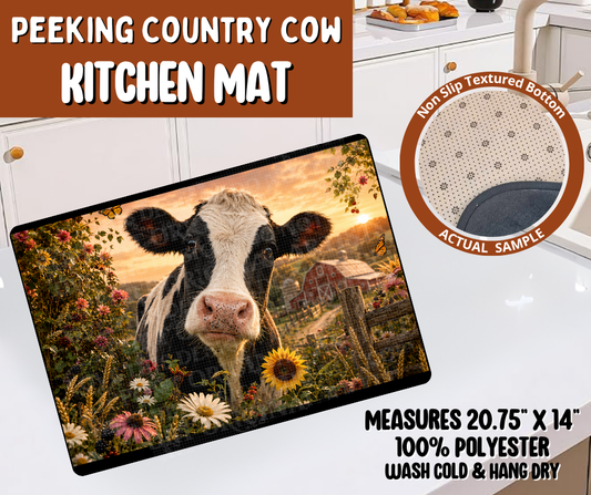 Preorder! Closes 10/19. ETA Jan. Peeking Country Cow Kitchen Mat