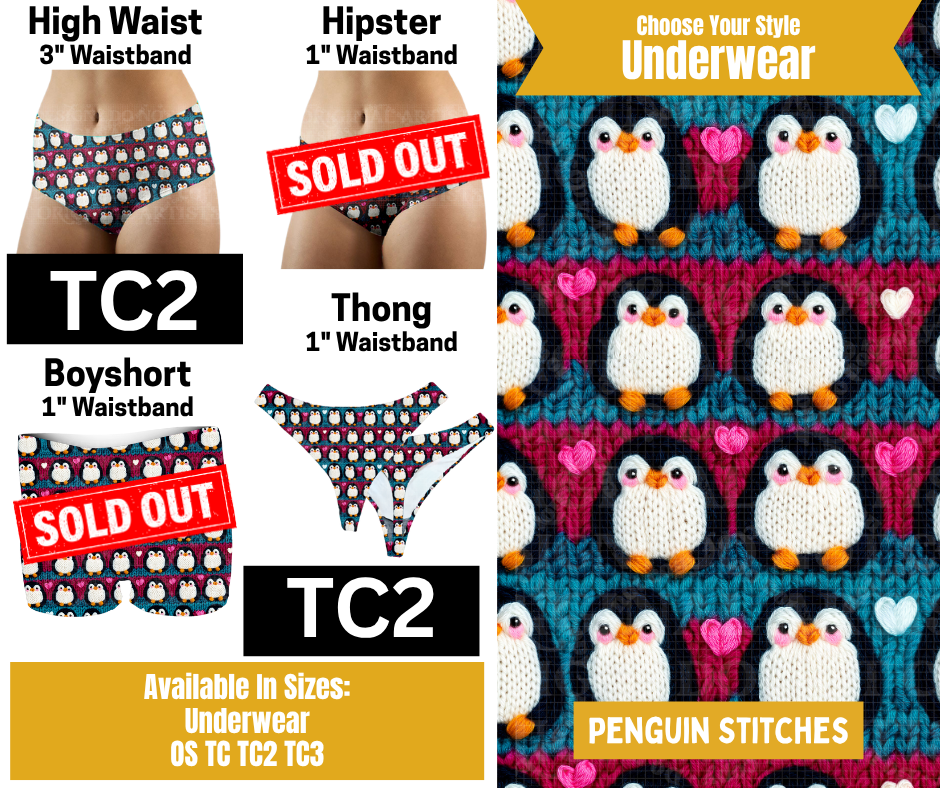 Penguin Stitches High Waist, Thong Underwear