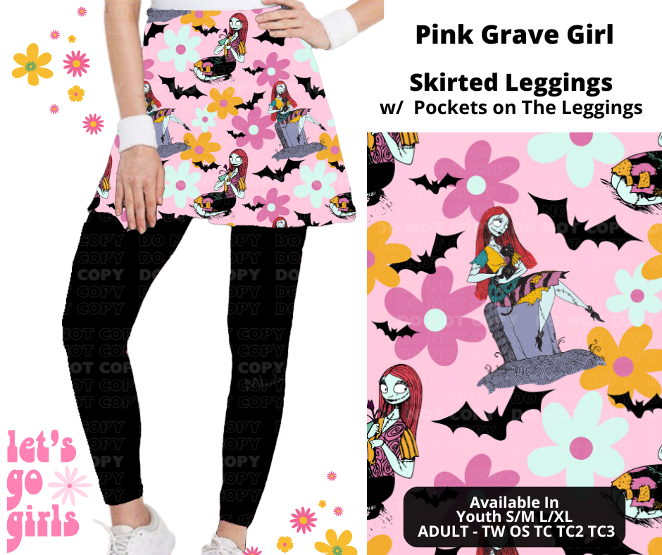 Preorder! Closes 12/16. ETA Feb. Pink Grave Girl Skirted Full Length Leggings w/ Pockets