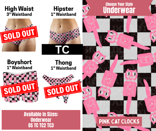 Pink Cat Clocks Hipster Underwear