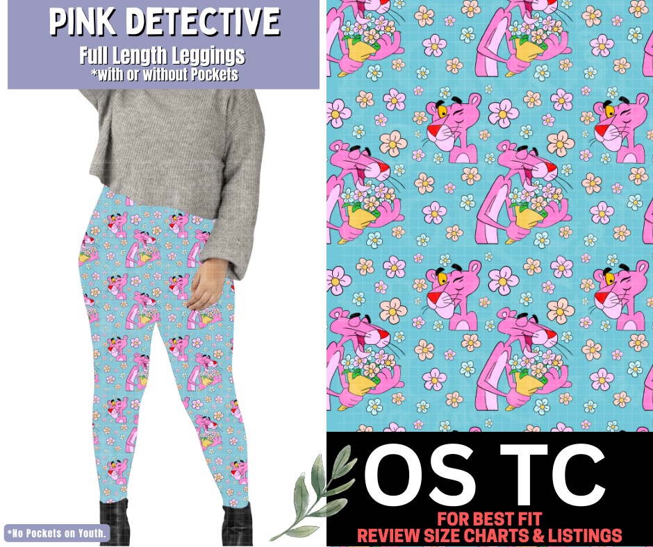 Pink Detective Full Length Leggings w/ Pockets