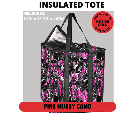 Pink Muddy Camo Insulated Tote