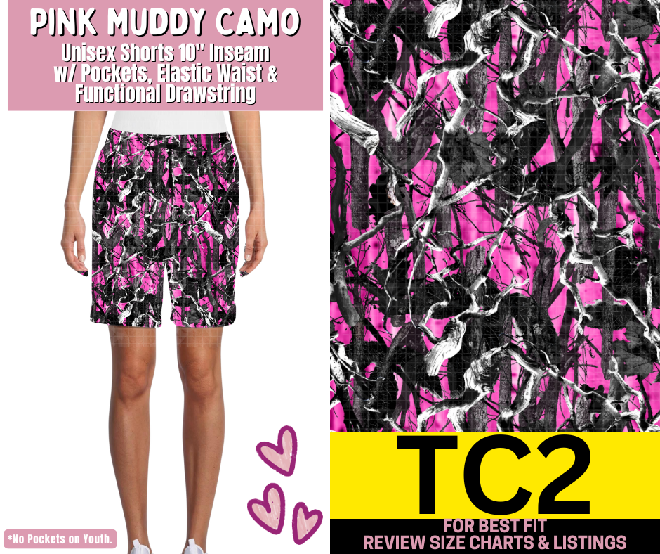 Pink Muddy Camo Unisex Shorts