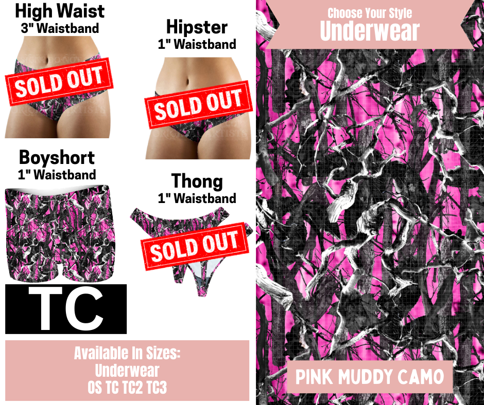 Pink Muddy Camo Boyshort Underwear