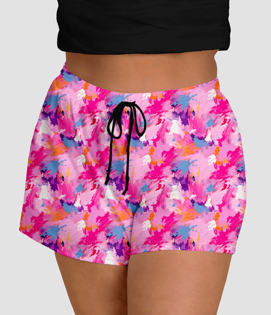 RTS - Pink Paint Splatter Jogger Shorts