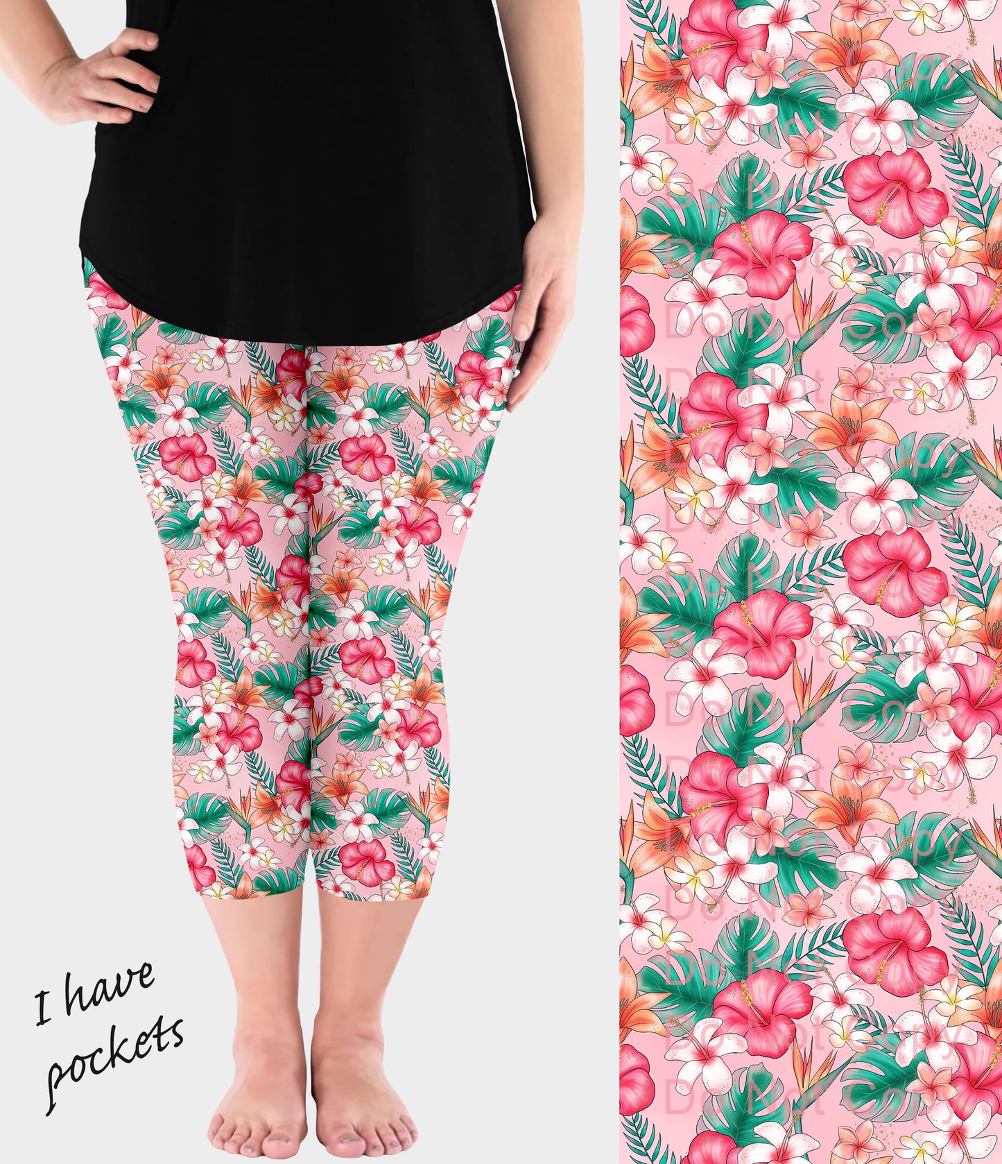 RTS - Pink Paradise Capri Leggings w/ Pockets