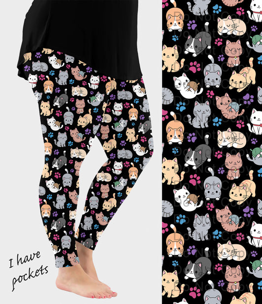 RTS - Playful Kittens 2.0 Leggings w/ Pockets