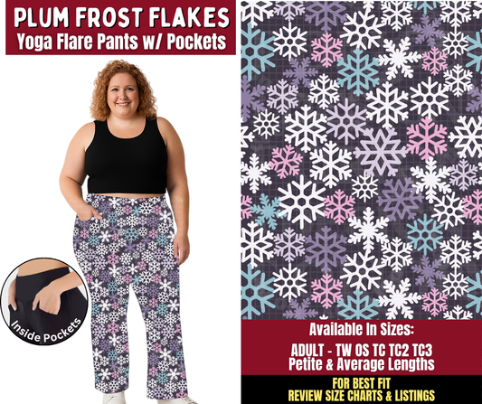 Preorder! Closes 8/24. ETA Nov. Plum Frost Flakes Yoga Flare Pants