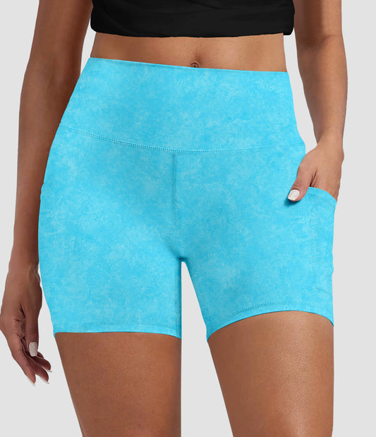 RTS - Poolside Blue Biker Shorts with Pockets