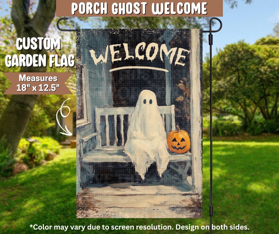 Porch Ghost Welcome Garden Flag
