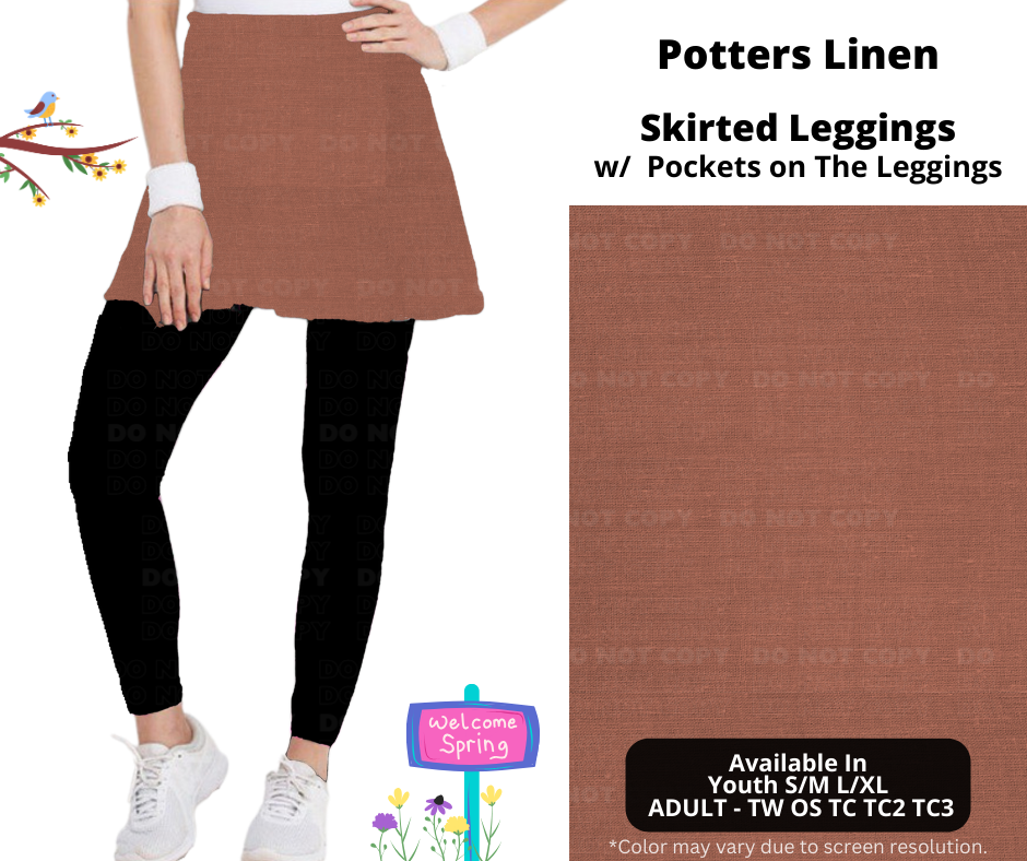 Preorder! Closes 1/15. ETA April. Potters Linen Skirted Full Length Leggings w/ Pockets