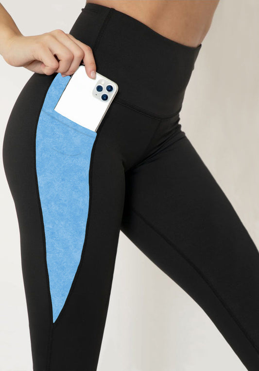 RTS - Pretty Blue Leggings w/ Triangle Sport Pockets