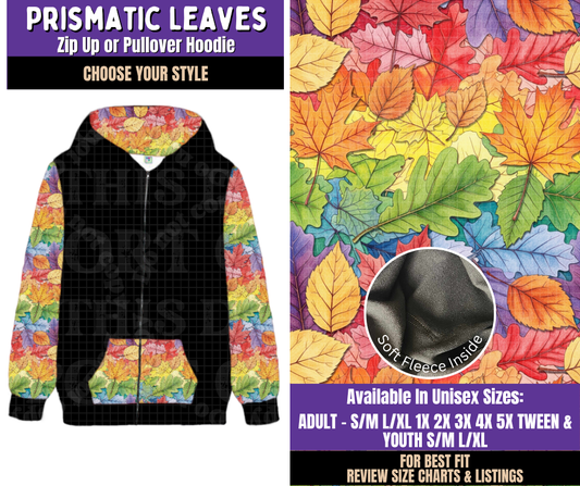Preorder! Closes 8/5. ETA Nov. Prismatic Leaves Zip-Up or Pullover Hoodie