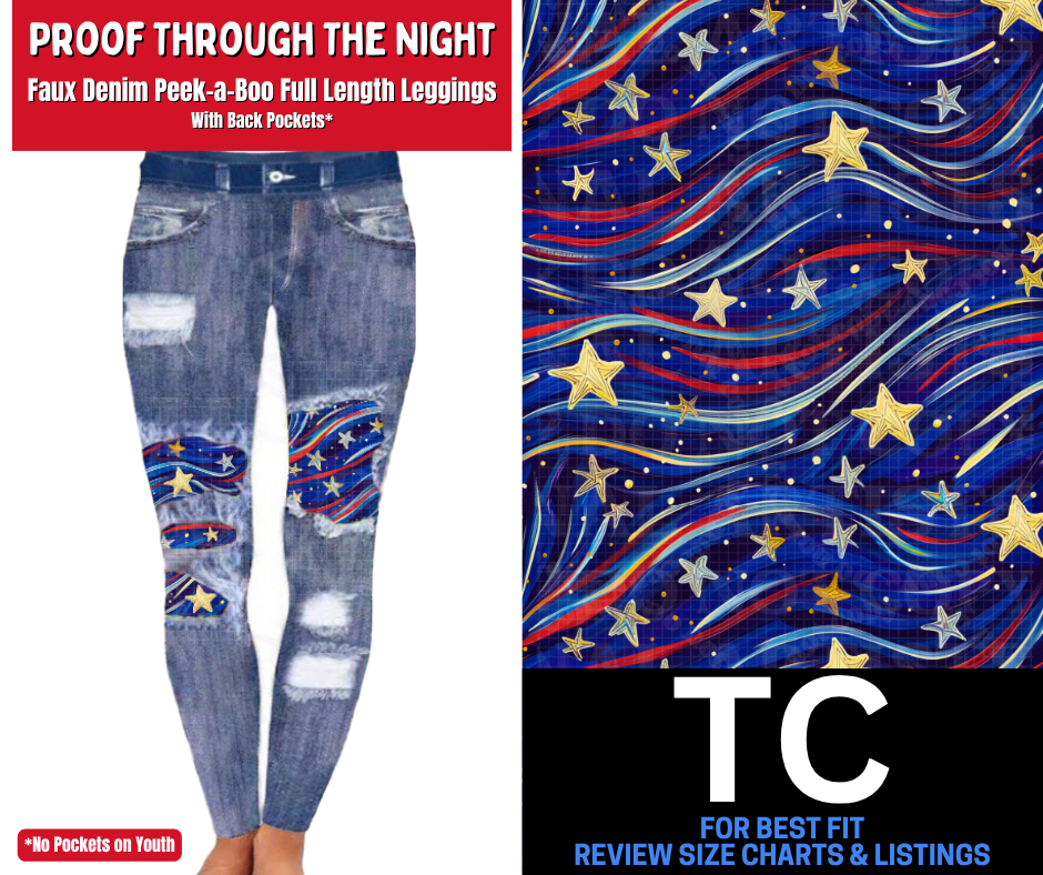Proof Through The Night Faux Denim Full Length Peekaboo Leggings