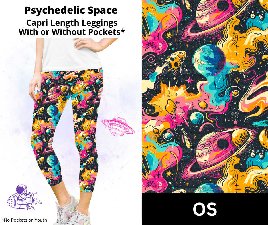 Psychedelic Space Capri Length Leggings