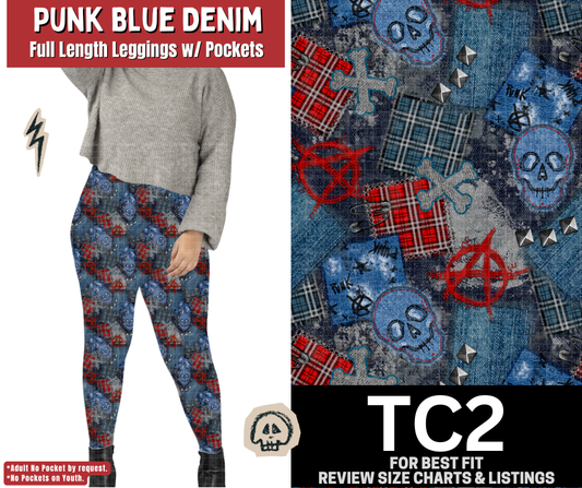 Punk Blue Denim Full Length Leggings w/ Pockets
