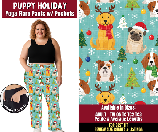 Preorder! Closes 8/24. ETA Nov. Puppy Holiday Yoga Flare Pants