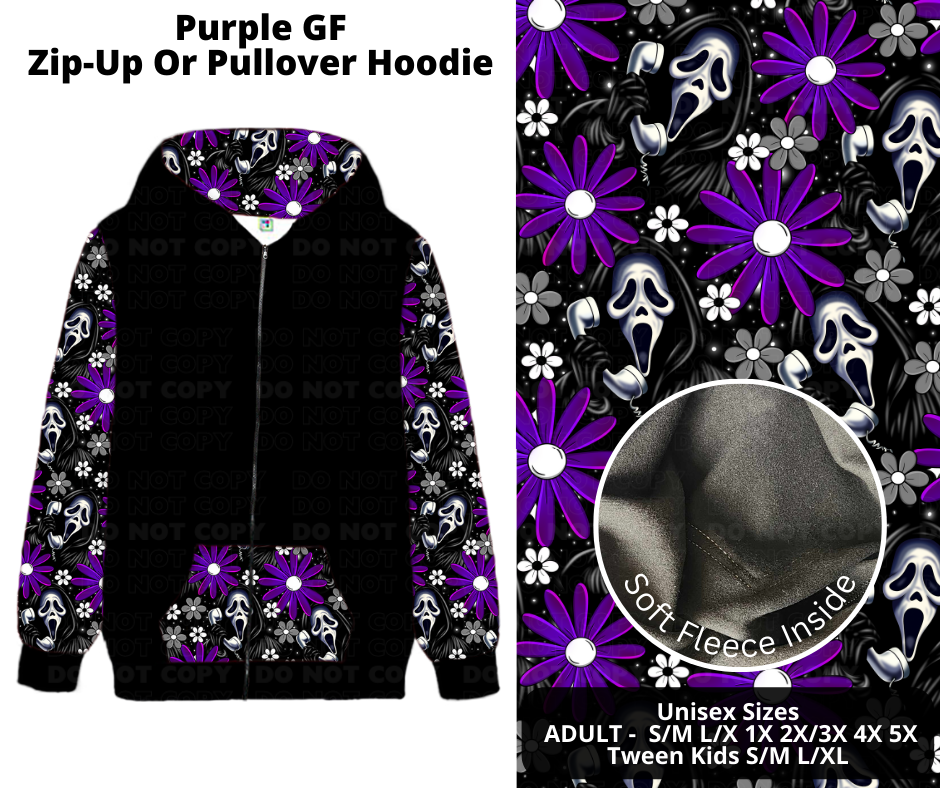 Preorder! Closes 11/21. ETA Jan. Purple GF Zip-Up or Pullover Hoodie