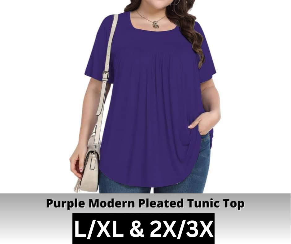 Purple Pleated Tunic Top