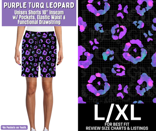 Purple Turq Leopard Unisex Shorts