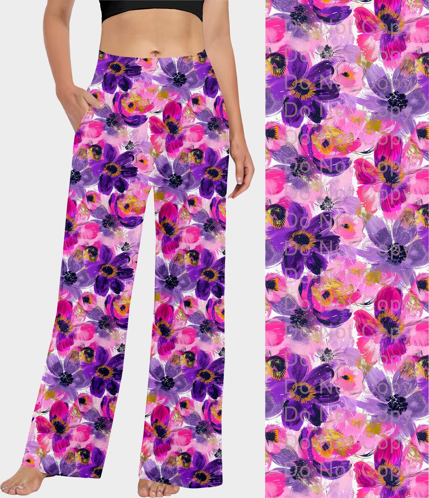 RTS - Purple Abstract Flowers Lounge Pants