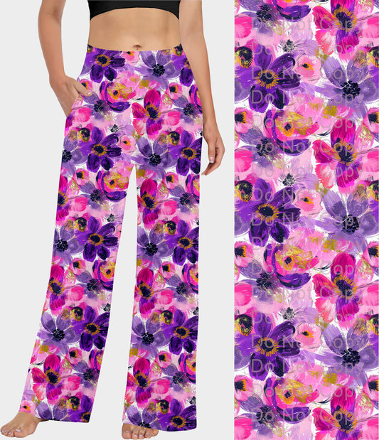 RTS - Purple Abstract Flowers Lounge Pants