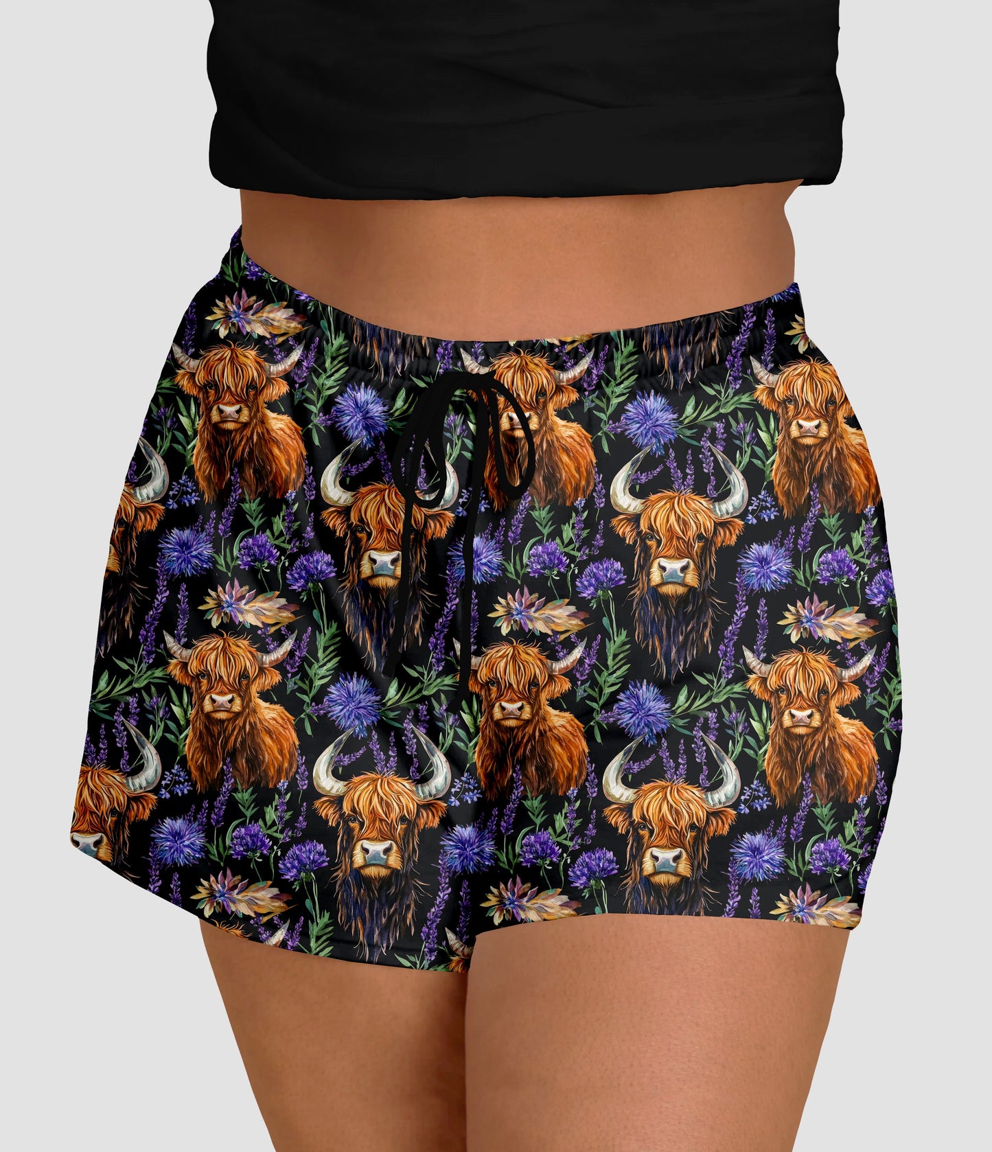 RTS - Purple Highland Cows Jogger Shorts
