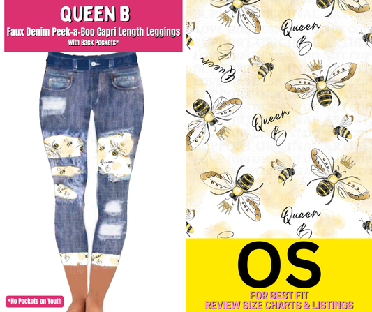 Queen B Capri Faux Denim Peekaboo