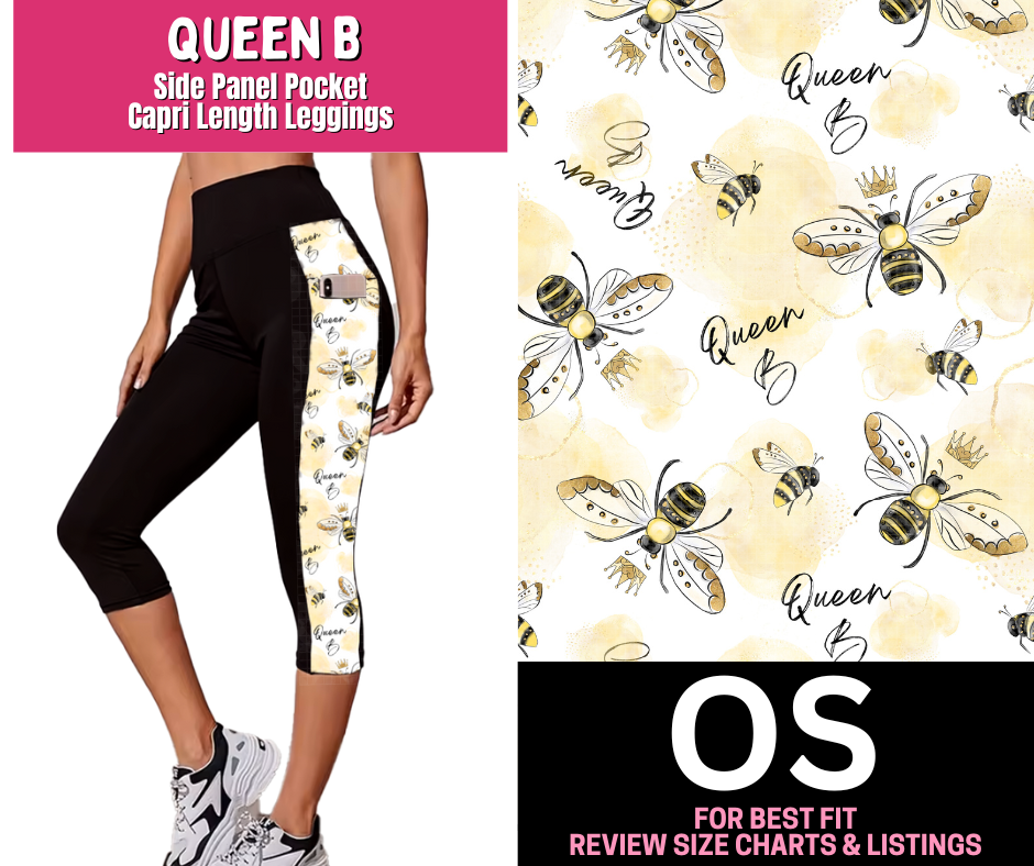 Queen B Side Panel Pocket Capri Length Leggings