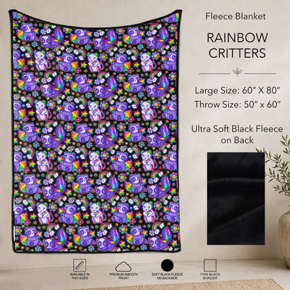 B304 - Pre-Order Rainbow Critters Fleece Blanket (Closes 7/31. ETA: early Oct)