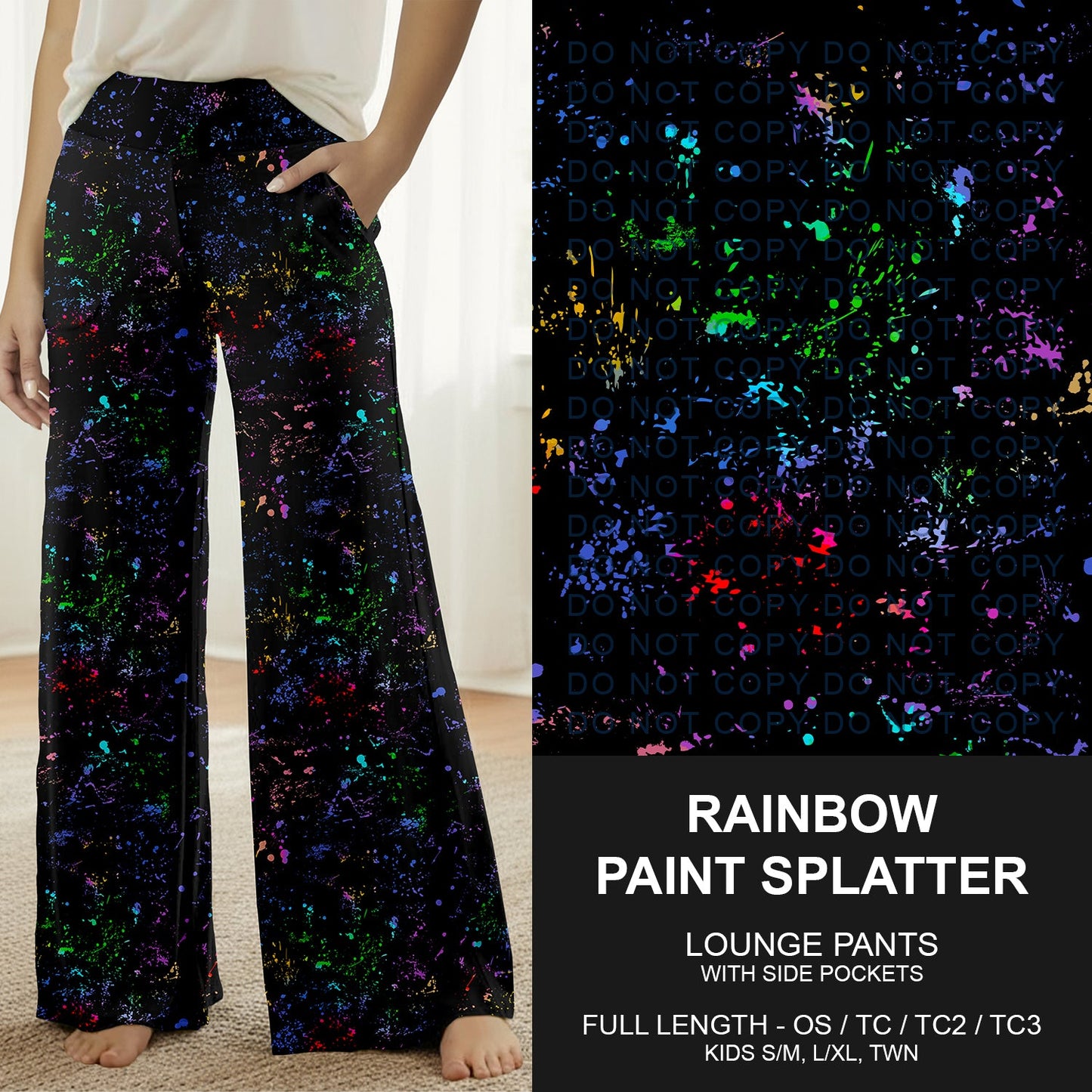 B269 - Preorder Rainbow Paint Splatter Lounge Pants (Closes 12/28. ETA early March)
