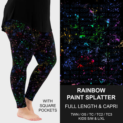 B269 - Preorder Rainbow Paint Splatter Leggings w/ Pockets (Closes 12/28. ETA: early March)