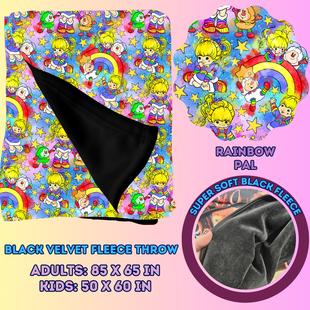 RAINBOW PAL - SOFT BLACK FLEECE THROWS 7 - PREORDER CLOSING 1/13