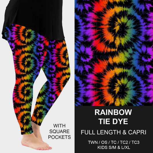 B269 - Preorder Rainbow Tie Dye Leggings w/ Pockets (Closes 12/28. ETA: early March)