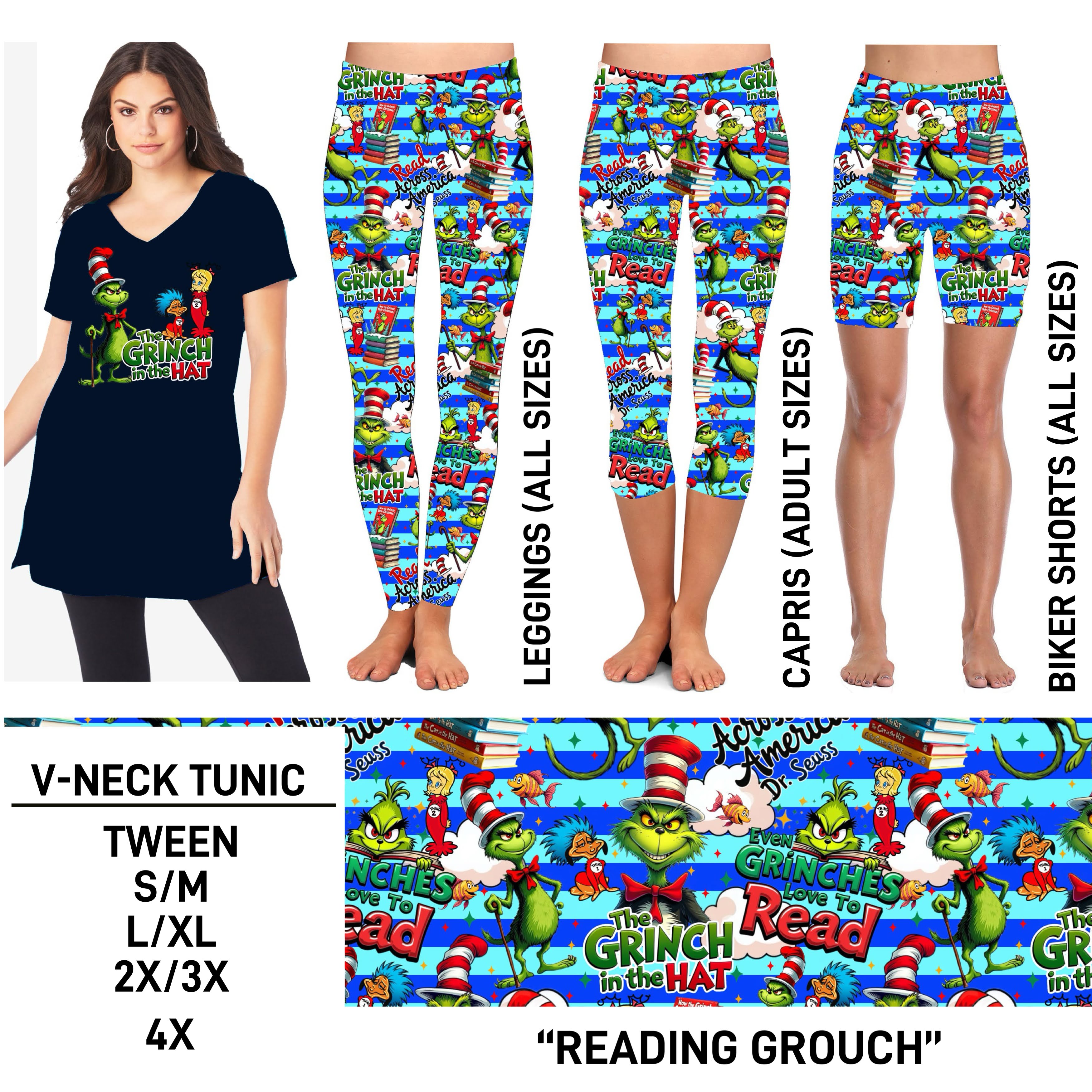 TS2N - Reading Grouch Biker/Capris/Leggings with High Side Pockets - Preorder ETA: Mid-Feb