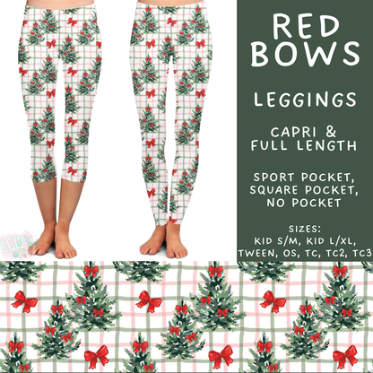 Batch #595 - Christmas Spirit 2 - Closes 10/7 - ETA early Dec - Red Bows Full and Capri Length Leggings