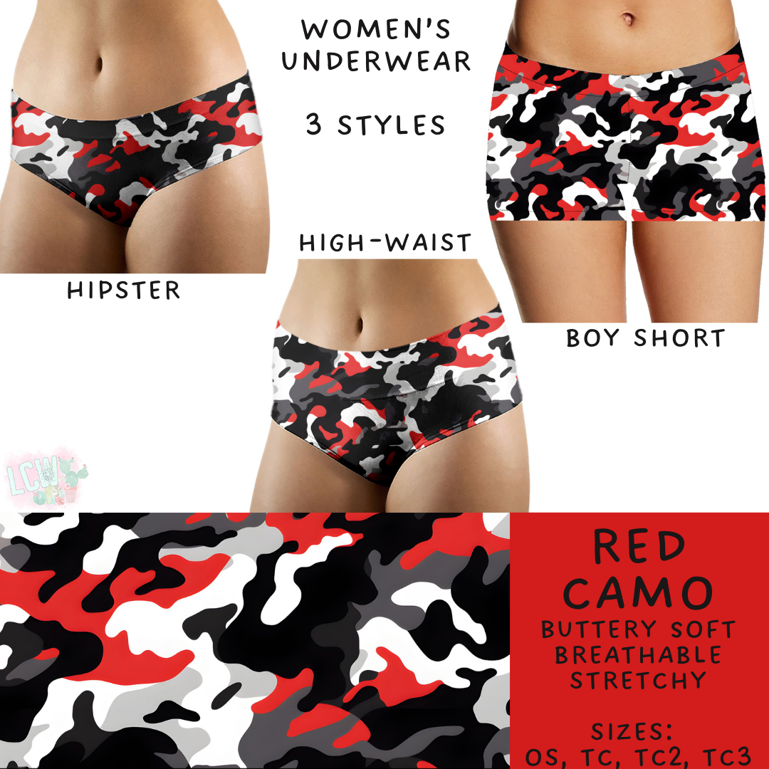 Batch #612 - Valentine's Matching Underwear - Closes 11/11 - ETA mid Jan - Red Camo Women's Underwear