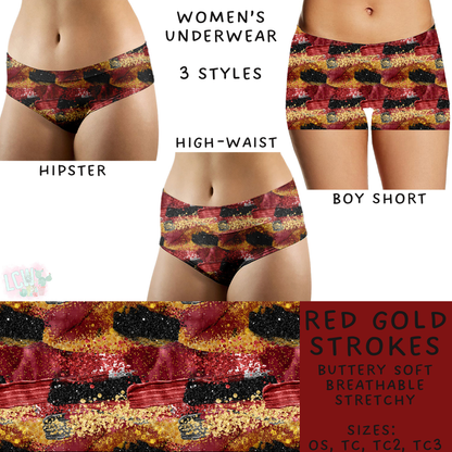 Batch #612 - Valentine's Matching Underwear - Closes 11/11 - ETA mid Jan - Red Gold Strokes Women's Underwear