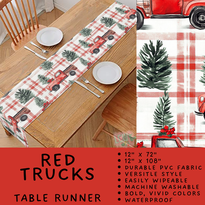 Batch #588 - Table Runners - Closes 9/21 - ETA early/mid Nov - Red Trucks Table Runner