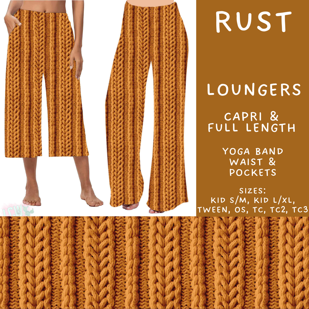 Batch #596 - Sweater Weather - Closes 10/9 - ETA early Dec - Rust Capri and Full Length Loungers