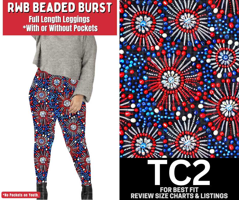 RWB Beaded Burst Full Length Leggings w/ Pockets