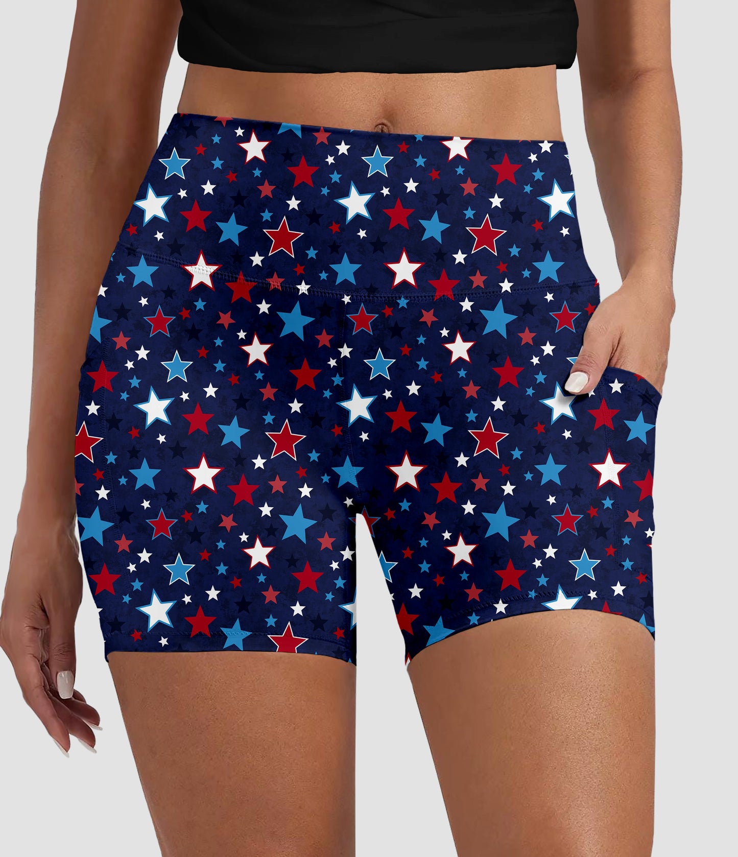 RTS - RWB Stars Biker Shorts w/ Pockets