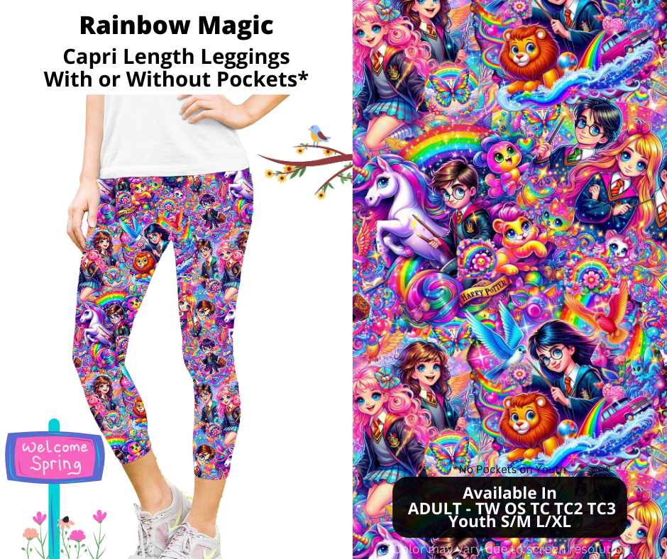 Preorder! Closes 1/27. ETA April. Rainbow Magic Capri Leggings w/wo Pockets