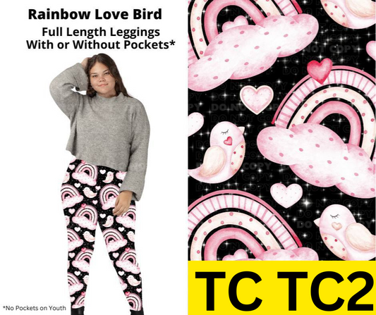 Rainbow Love Bird Full Length Leggings w/ Pockets