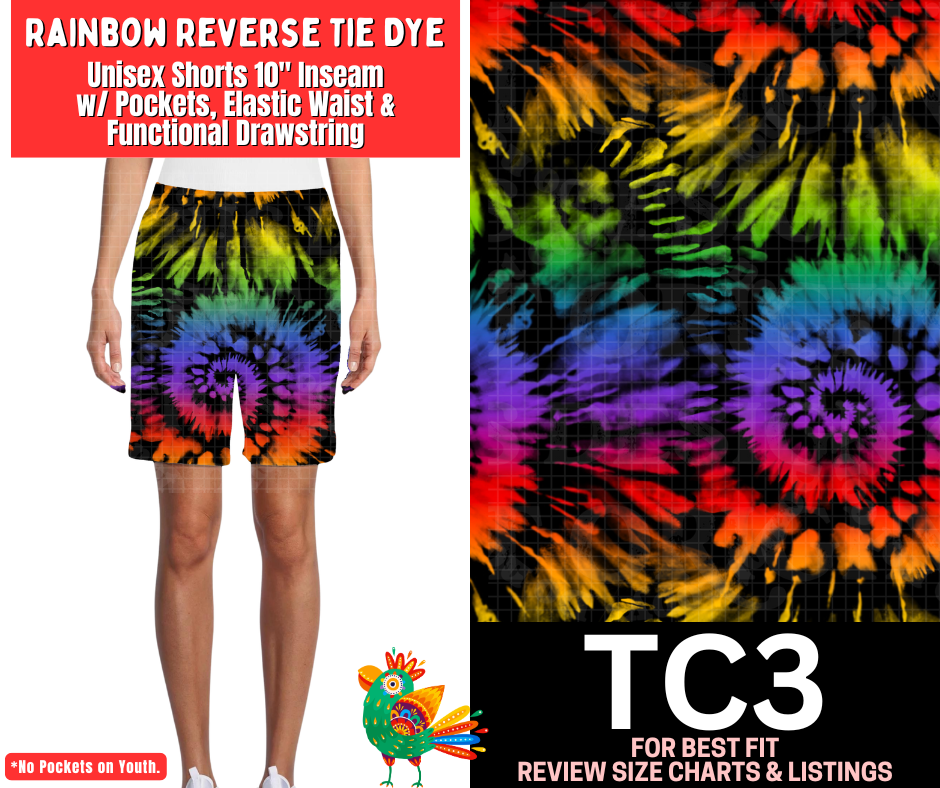 Rainbow Reverse Tie Dye Unisex Shorts