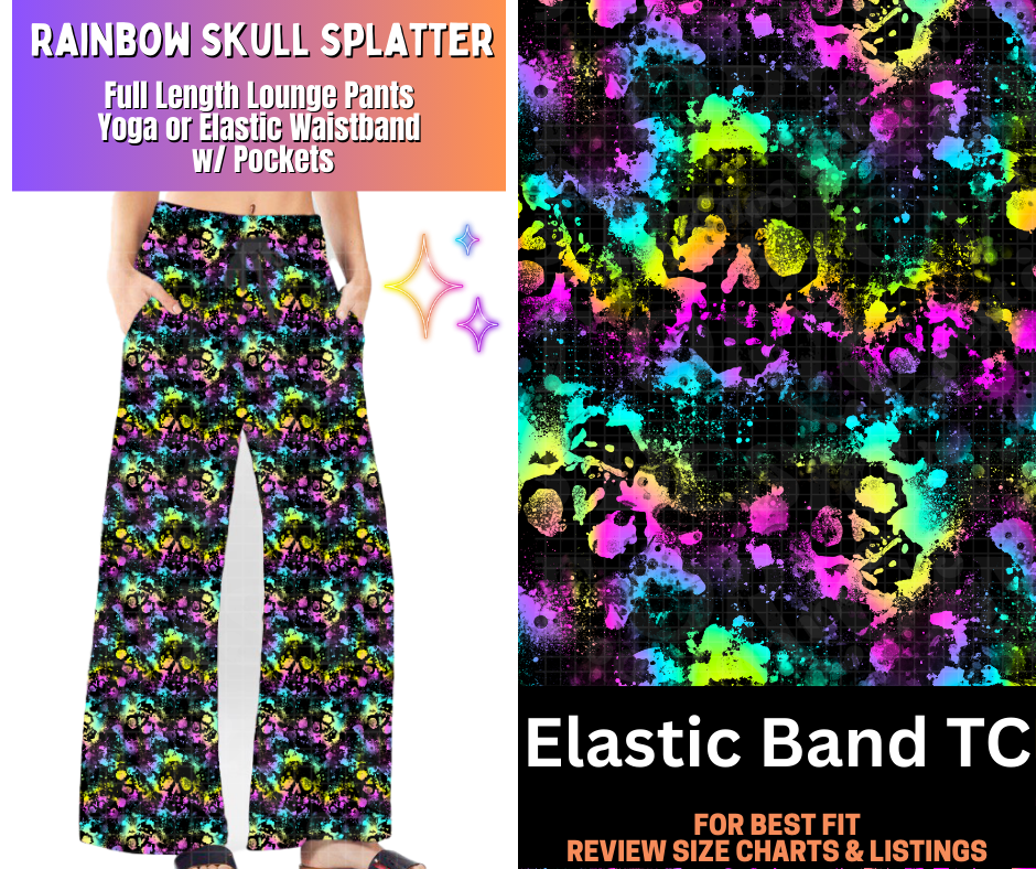 Rainbow Skull Splatter Full Length Lounge Pants