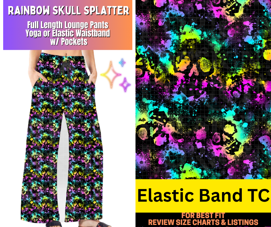 Rainbow Skull Splatter Full Length Lounge Pants
