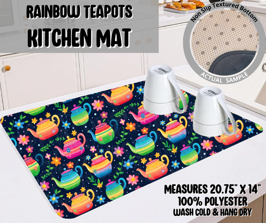 Rainbow Teapots Kitchen Mat