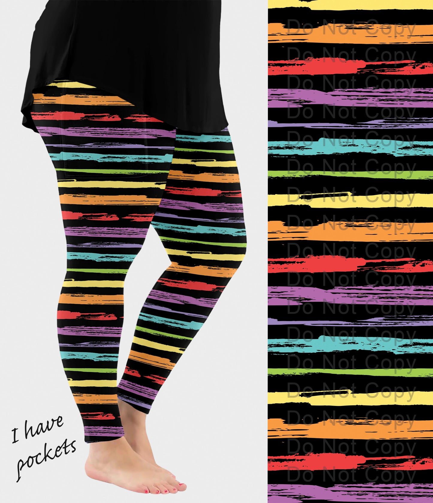 RTS - Rainbow Stripes Leggings with Pockets
